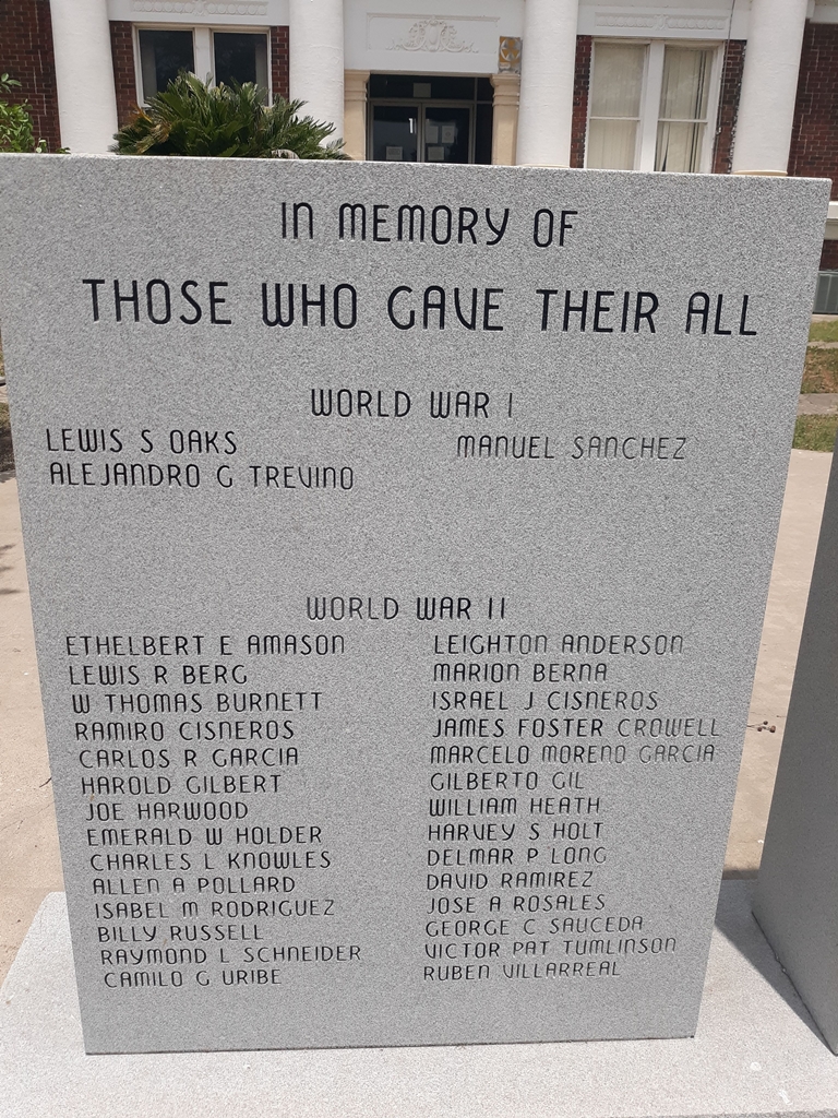 WILLACY COUNTY WAR MEMORIAL LEFT STONE