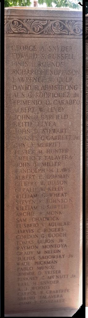 CULBERSON COUNTY WAR VETERANS MEMORIAL SIDE E