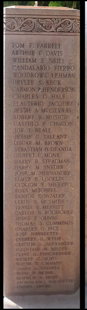 CULBERSON COUNTY WAR VETERANS MEMORIAL SIDE C