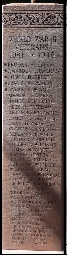 CULBERSON COUNTY WAR VETERANS MEMORIAL SIDE B