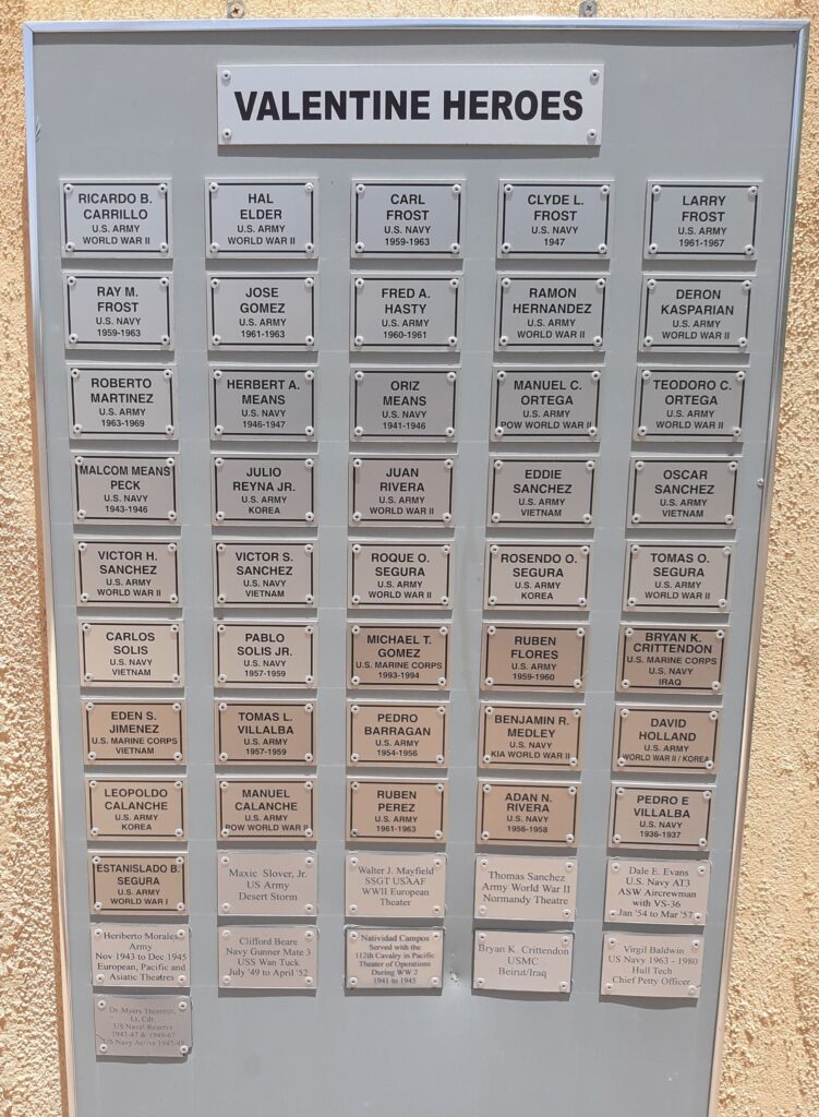 VALENTINE VETERANS MEMORIAL PLAQUE B