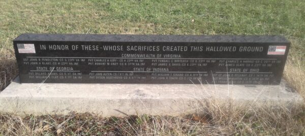 IN HONOR OF THESE-WHOSE SACRIFICES CREATED THIS HALLOWED GROUND MEMORIAL