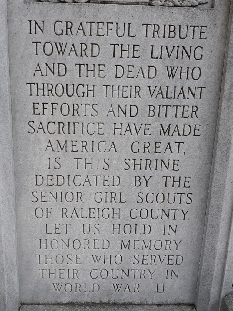 SENIOR GIRL SCOUTS OF RALEIGH COUNTY WORLD WAR II MEMORIAL CLOSE-UP