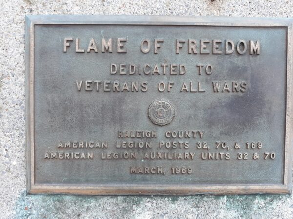 AMERICAN LEGION POST 32, 70 & 169 FLAME OF FREEDOM MEMORIAL PLAQUE