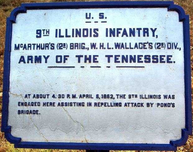 U.S. 9TH ILLINOIS INFANTRY MEMORIAL PLAQUE I