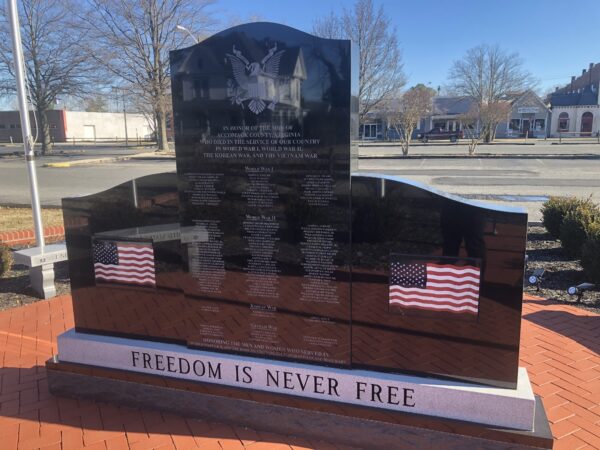 FREEDOM IS NEVER FREE WAR MEMORIAL BACK