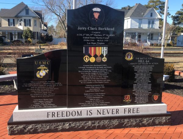 FREEDOM IS NEVER FREE WAR MEMORIAL FRONT