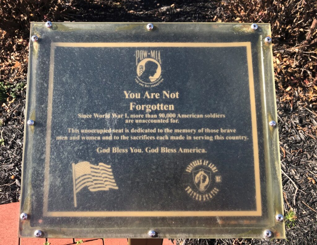 PARKSLEY YOU ARE NOT FORGOTTEN WAR MEMORIAL PLAQUE