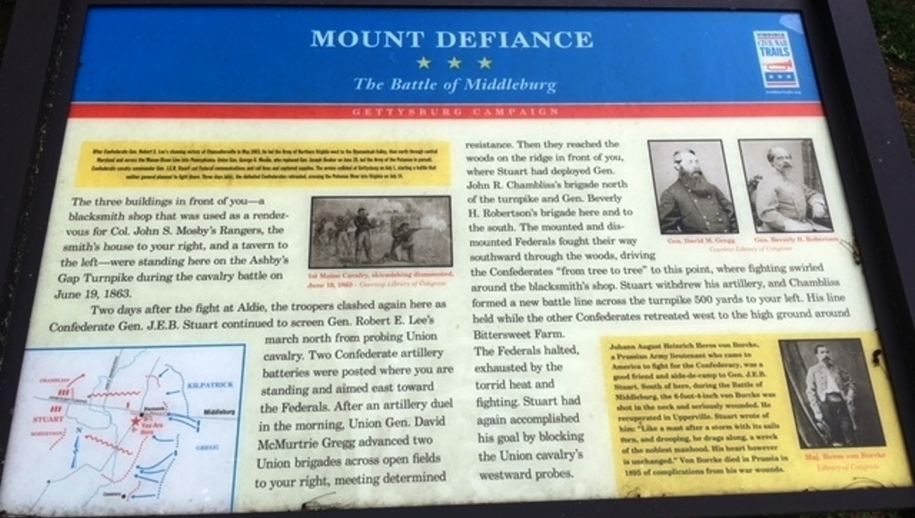 MOUNT DEFIANCE THE BATTLE OF MIDDLEBURG MEMORIAL PANEL