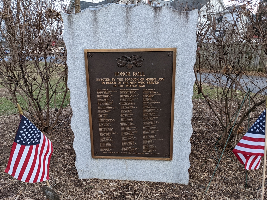 BOROUGH OF MOUNT JOY WORLD WAR MEMORIAL