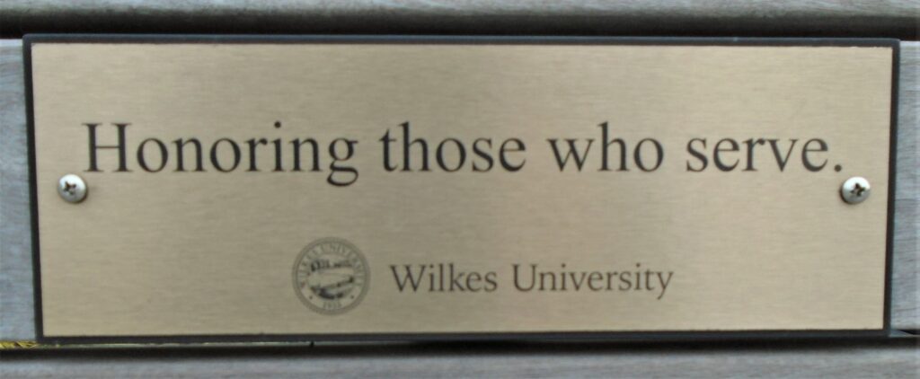 WILKES UNIVERSITY HONORING THOSE WHO SERVE MEMORIAL PLAQUE