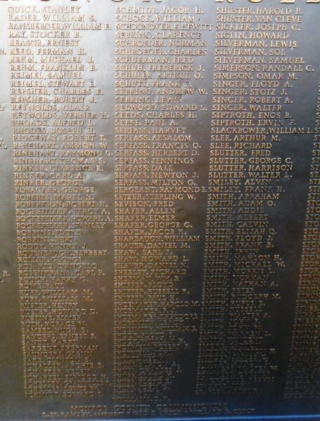 MONROE COUNTY PENNA WORLD WAR MEMORIAL PLAQUE F