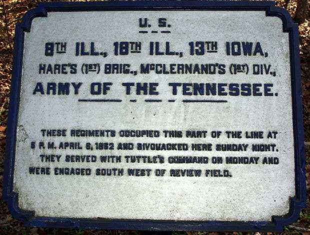 U.S. 8TH ILLINOIS, 18TH ILLINOIS, 13TH IOWA MEMORIAL PLAQUE
