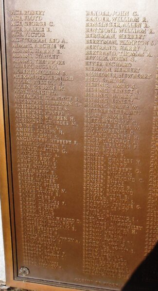 MONROE COUNTY PENNA WORLD WAR MEMORIAL PLAQUE A