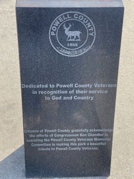 POWELL COUNTY VETERANS MEMORIAL DEDICATION STONE