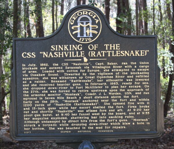 SINKING OF THE CSS “NASHVILLE (RATTLESNAKE)” WAR MEMORIAL MARKER