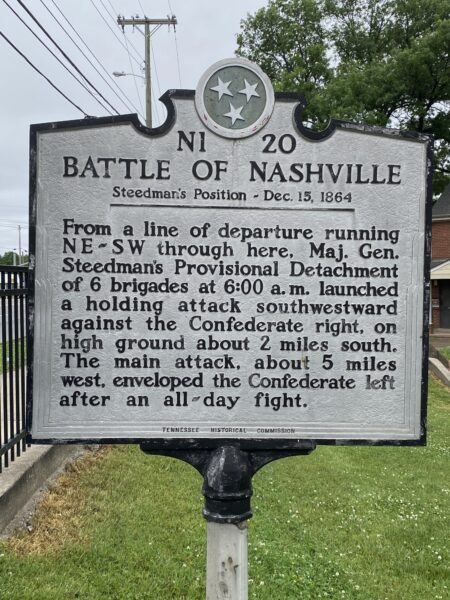 BATTLE OF NASHVILLE STEEDMAN’S POSITION WAR MEMORIAL MARKER