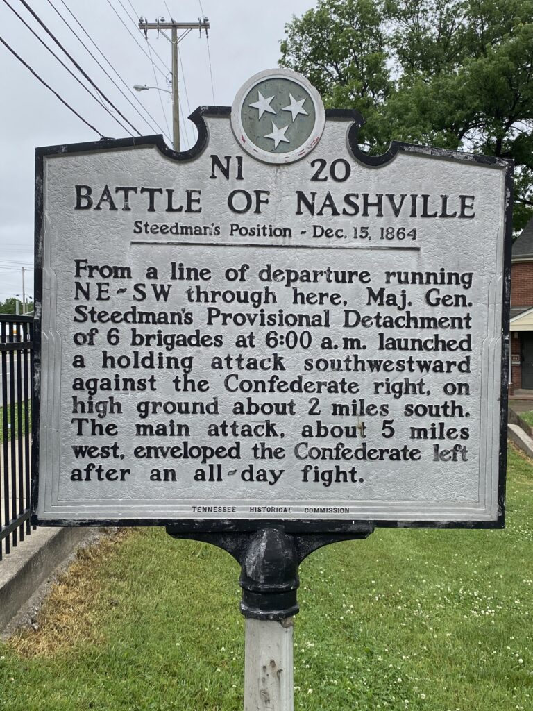 BATTLE OF NASHVILLE STEEDMAN’S POSITION WAR MEMORIAL MARKER