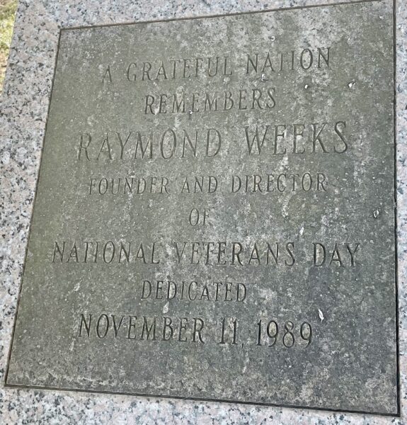 RAYMOND WEEKS WAR MEMORIAL PLAQUE A