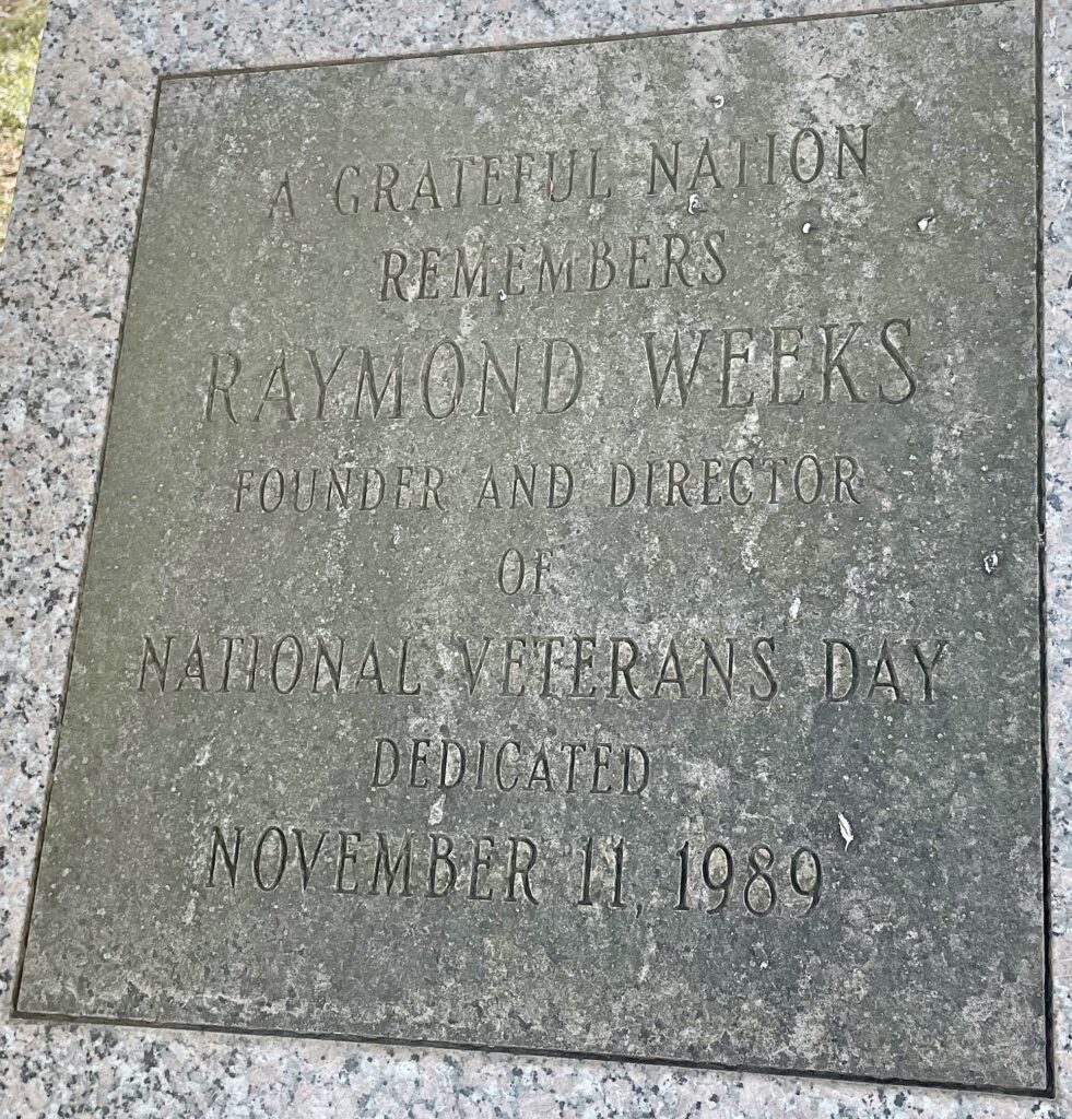 RAYMOND WEEKS WAR MEMORIAL PLAQUE A