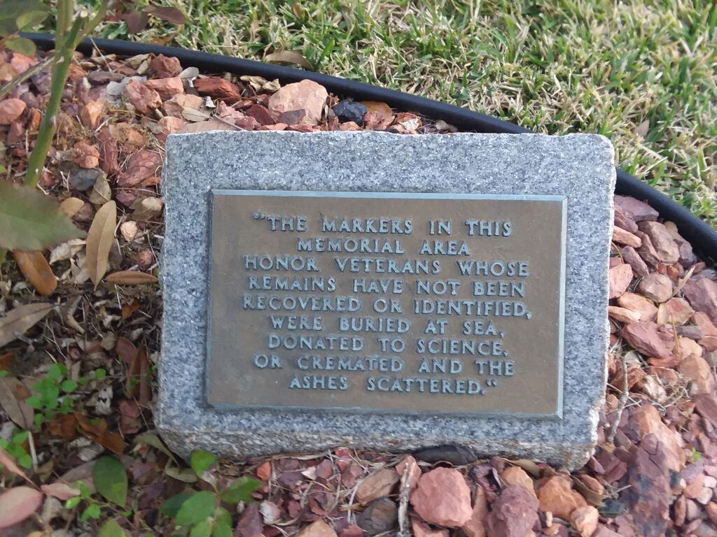 MOBILE NATIONAL CEMETERY MEMORIAL AREA PLAQUE
