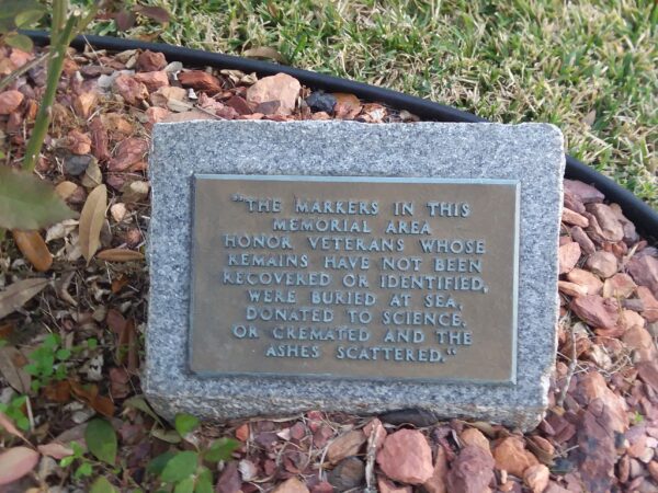 MOBILE NATIONAL CEMETERY MEMORIAL AREA PLAQUE