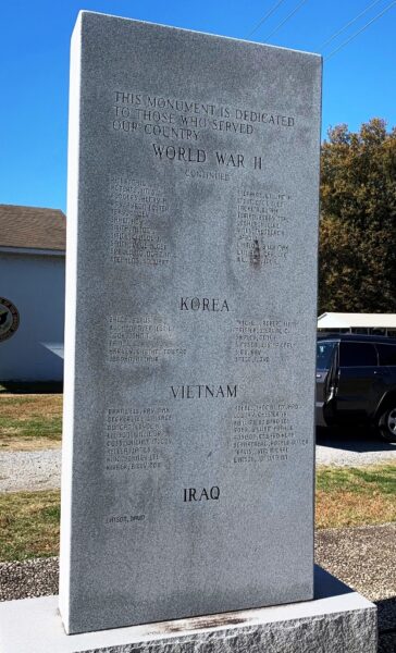 TO THOSE WHO SERVED OUR COUNTRY WAR MEMORIAL  BACK