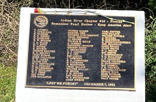 INDIAN RIVER CHAPTER #10-FLORIDA REMEMBER PEARL HARBOR MEMORIAL