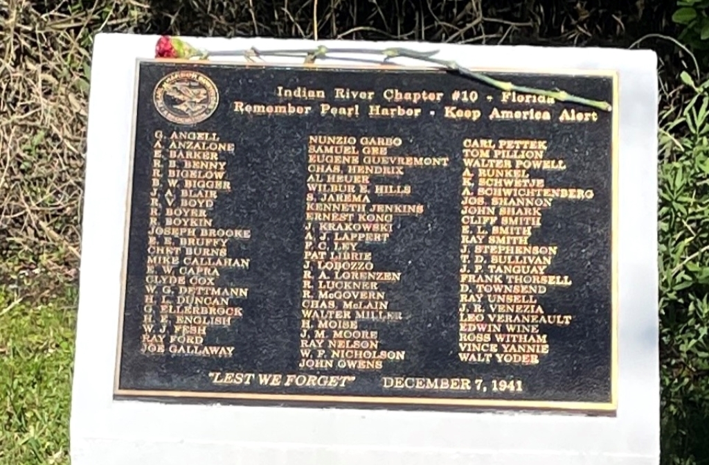 INDIAN RIVER CHAPTER #10-FLORIDA REMEMBER PEARL HARBOR MEMORIAL