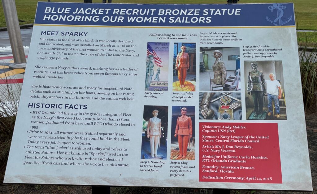 BLUE JACKET RECRUIT BRONZE STATUE HONORING OUR WOMEN SAILORS MEMORIAL PANEL
