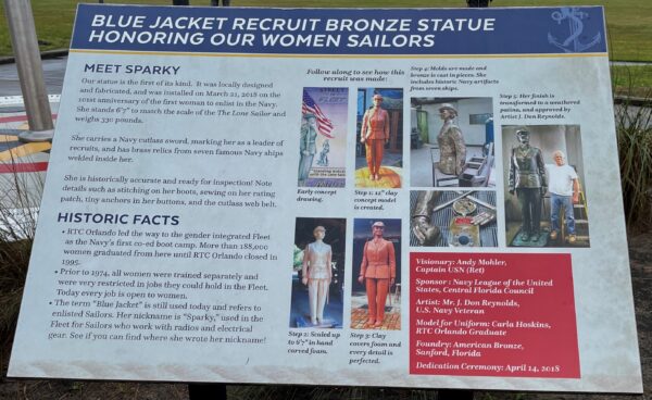 BLUE JACKET RECRUIT BRONZE STATUE HONORING OUR WOMEN SAILORS MEMORIAL PANEL