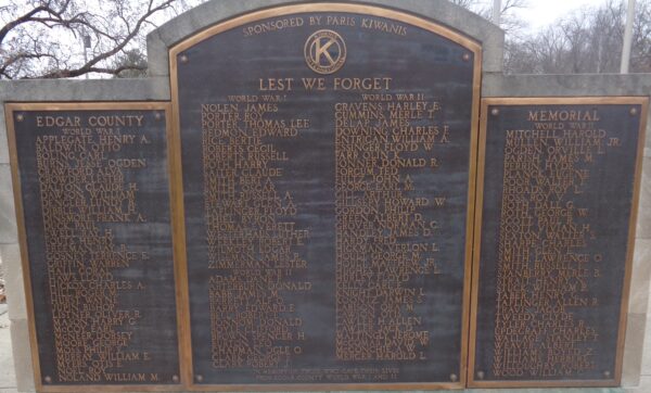 EDGAR COUNTY WORLD WAR I AND WORLD WAR II MEMORIAL PLAQUE