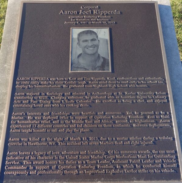 CORPORAL AARON JOEL RIPPERDA WAR MEMORIAL