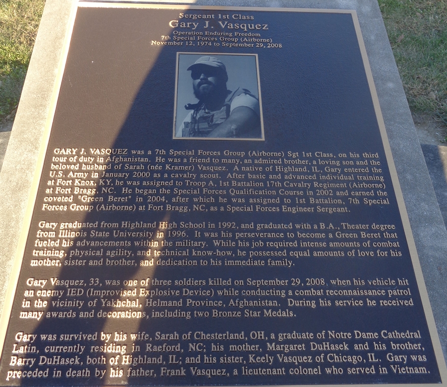 ERGEANT 1ST CLASS GARY J. VASQUEZ WAR MEMORIAL