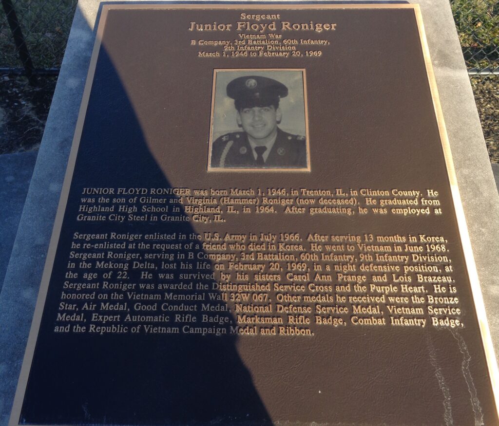 SERGEANT JUNIOR FLOYDS RONIGER WAR MEMORIAL