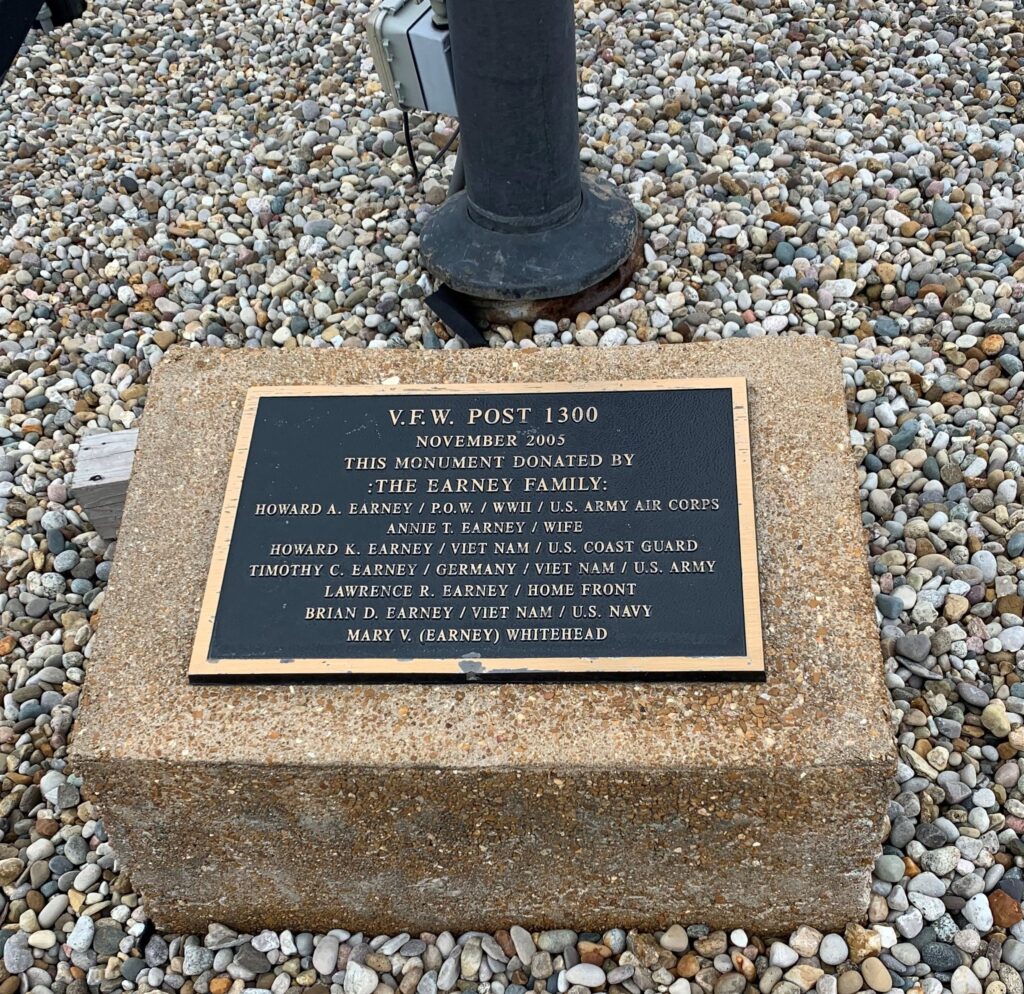 V.F.W. POST 1300 WAR MEMORIAL FLAGPOLE PLAQUE