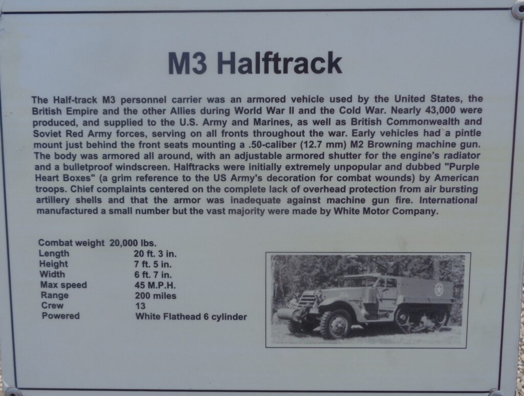 M3 HALFTRACK WAR MEMORIAL PLAQUE