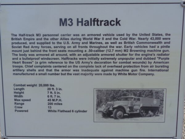 M3 HALFTRACK WAR MEMORIAL PLAQUE