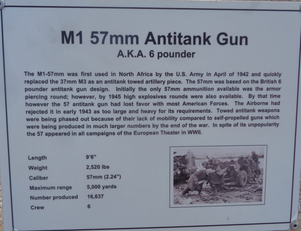 M1 57MM ANTITANK GUN WAR MEMORIAL PLAQUE