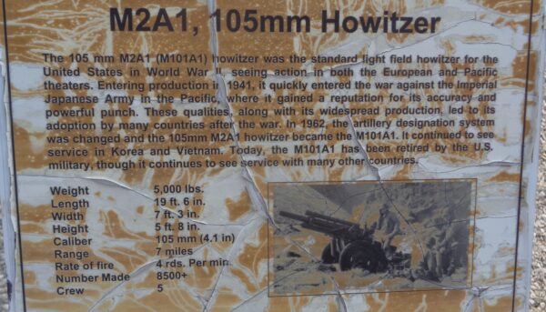 M2A1, 105MM HOWITZER WAR MEMORIAL PLAQUE