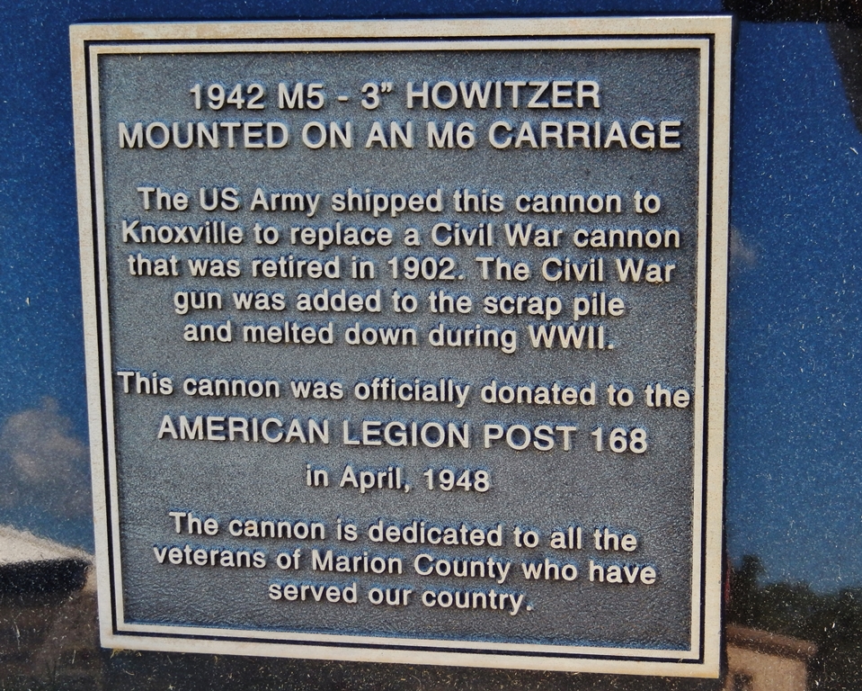 1942 M5-3″ HOWITZER MOUNTED ON AN M6 CARRIAGE MEMORIAL PLAQUE