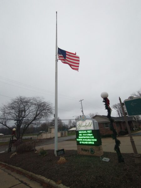 BLISSFIELD VETERANS MEMORIAL FLAGPOLE