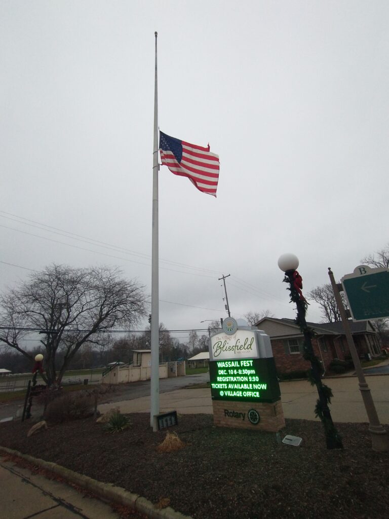 BLISSFIELD VETERANS MEMORIAL FLAGPOLE