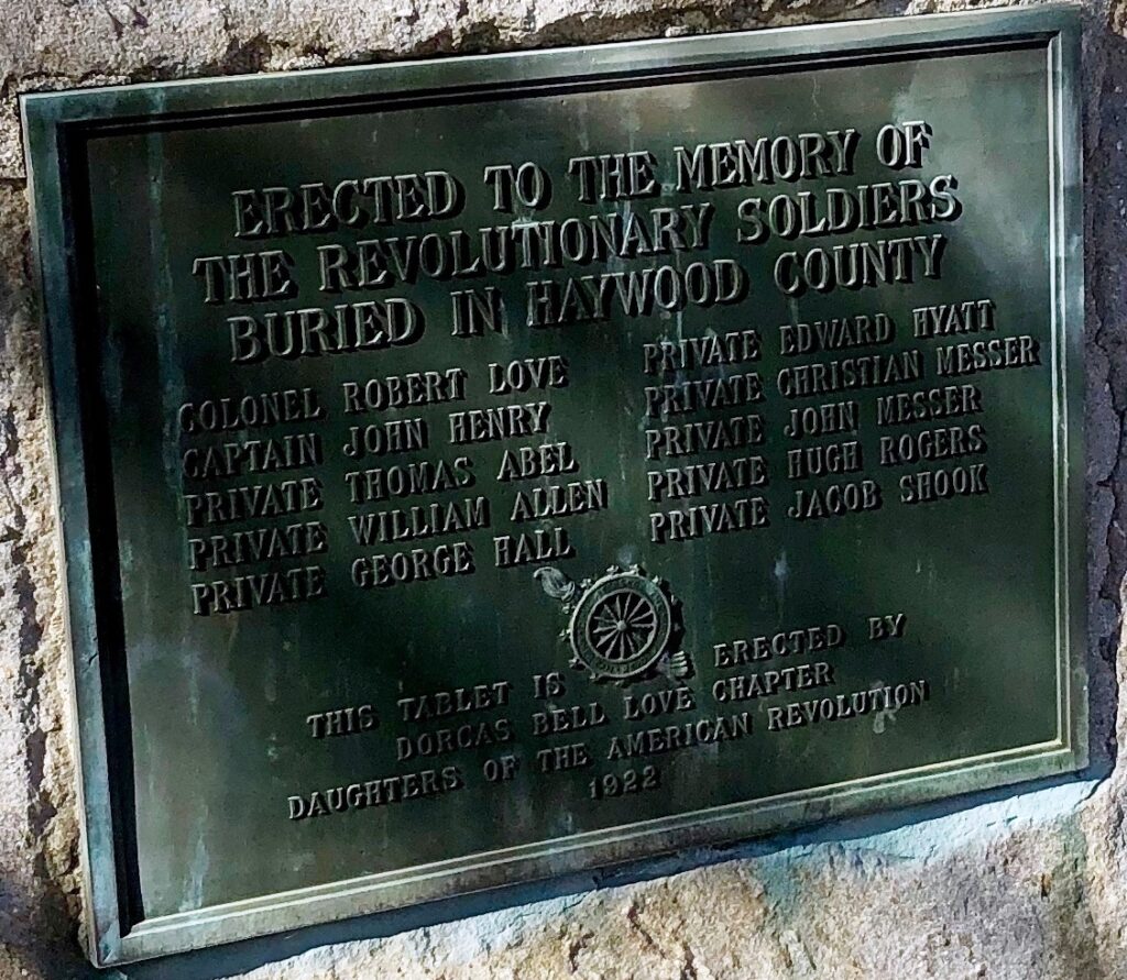 REVOLUTIONARY SOLDIERS BURIED IN HAYWOOD COUNTY MEMORIAL PLAQUE
