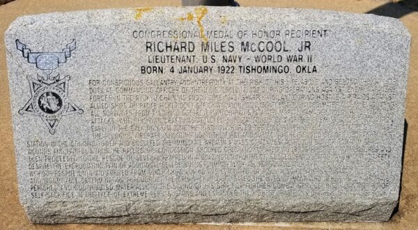 CONGRESSIONAL MEDAL OF HONOR RECIPIENT RICHARD MILES MCCOOL, JR. MEMORIAL STONE