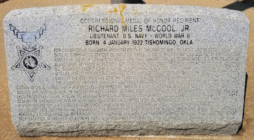 CONGRESSIONAL MEDAL OF HONOR RECIPIENT RICHARD MILES MCCOOL, JR. MEMORIAL STONE