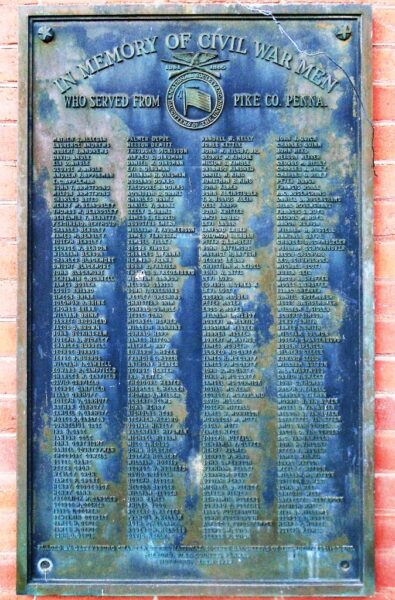 PIKE CO. PENNA CIVIL WAR MEMORIAL PLAQUE