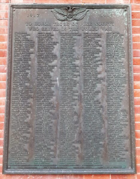 PIKE COUNTY WORLD WAR MEMORIAL PLAQUE