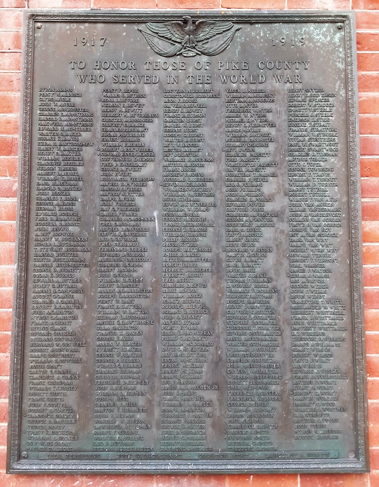PIKE COUNTY WORLD WAR MEMORIAL PLAQUE