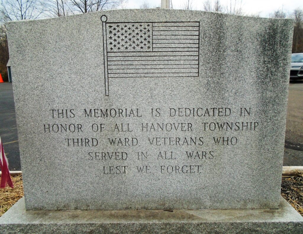 HANOVER TOWNSHIP THIRD WARD WAR VETERANS MEMORIAL